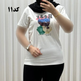 تیشرت زنانه وارداتی میکس طرحبندی کد 1269 جنس نخ پنبه چهارفصل تنخور راحت سایز M L XL