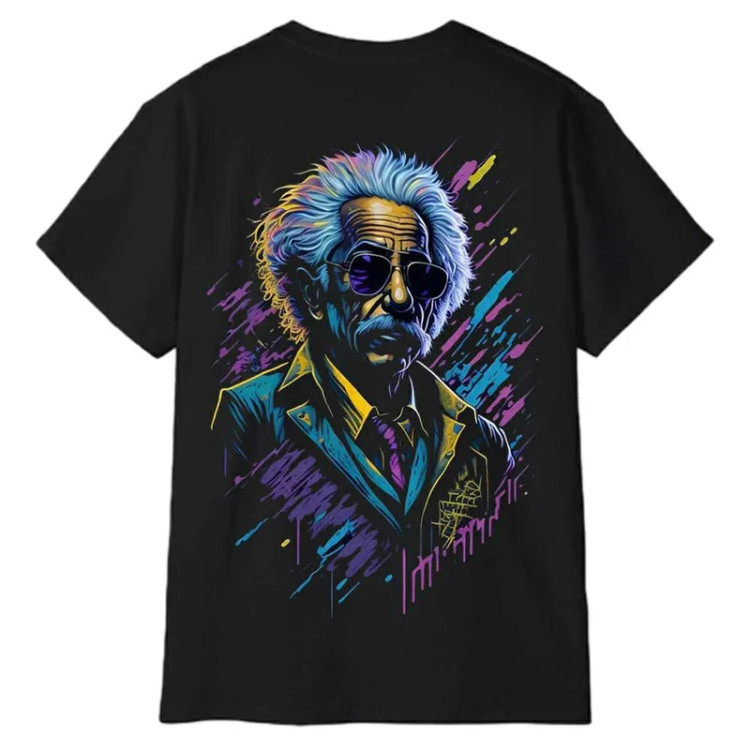 تیشرت آستین کوتاه مردانه پاد آفرین مدل انیشتین کد 1773 طرح چاپ مقاوم