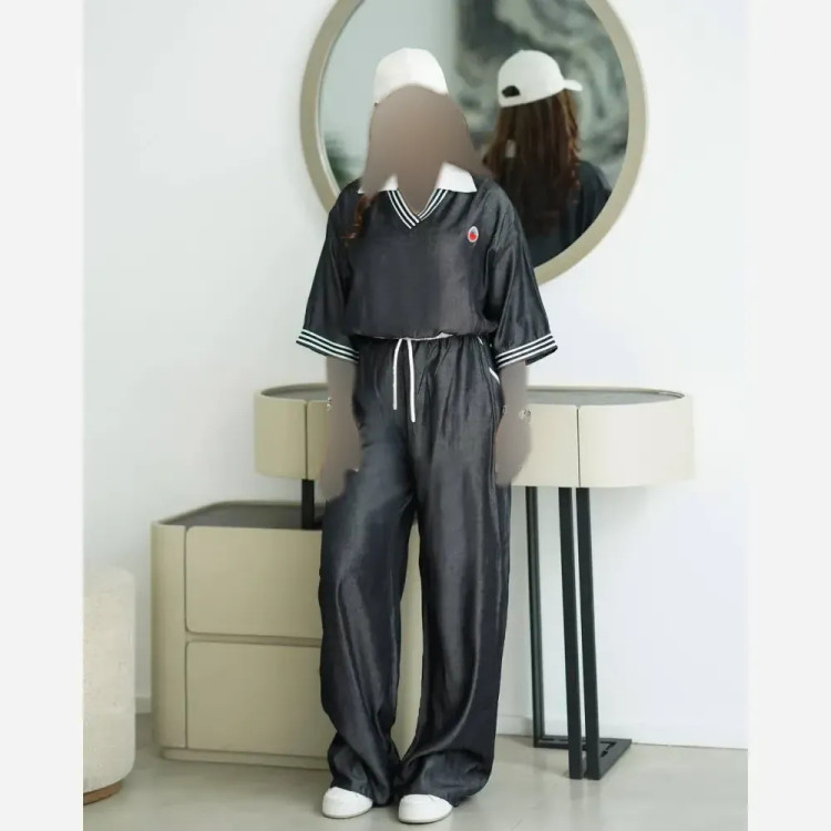 کراپ و شلوار مدل تنسلپری دو خط