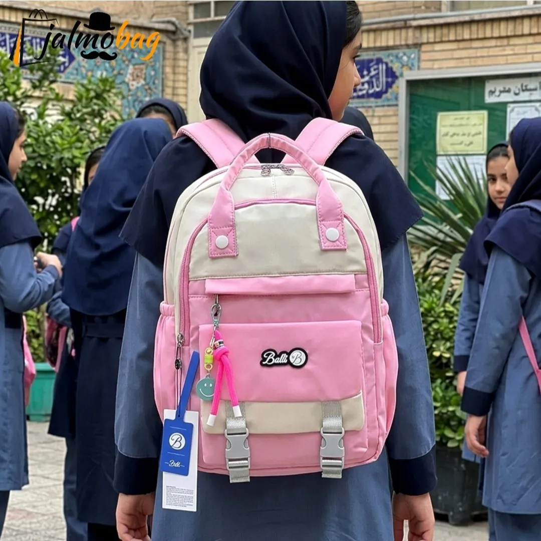 کوله پشتی مدرسه رنگی ضد آب مناسب دبستان و راهنمایی ارتفاع 40 سانتیمتر