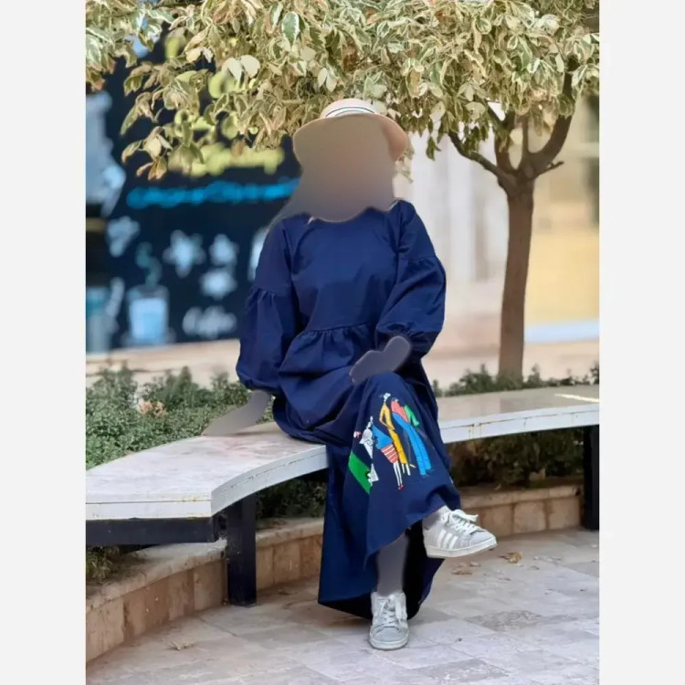 پیراهن لینن زنانه طرح سرخپوستی فری سایز قد 135