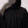 عبا نگین دار بوگاتی مشکی محرمی فری سایز فلور ترک