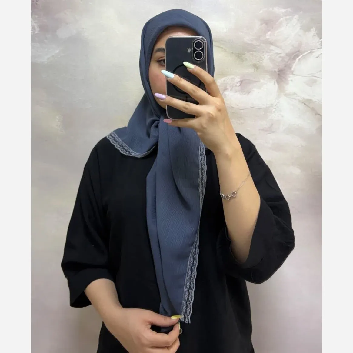 روسری نخی قواره 100 طرح درختی دور گیپور و دانتل