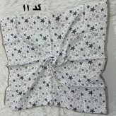 مینی اسکارف نخی نسکافه ای طرح دار قواره 65 در 65 سانتی متر